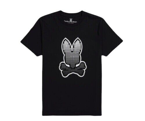 Psycho Bunny Men's Strype Graphic Black T-Shirt - New Arrival Printed Tee