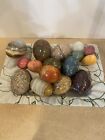 Lot Of 16 Assorted Genuine Alabaster Marble Stone Italy Eggs Multi Bright Colors