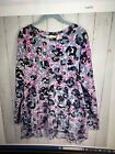LOGO Lounge Lagenlook Abstract Floral Shear Polyester Tier Hem Tunic - L