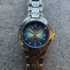 Fossil Blue  Blue/Green Dial Ladies Date Watch AM-3457 All Stainless Steel Bin G