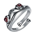 Women Men's Vintage Copper Sterling Silver 3 Dimensional Frog Ring Adjustable