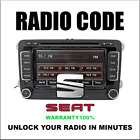 SEAT CODES RADIO ANTI-THEFT UNLOCK STEREO SERIES RNS315 RCD300 PINCODE SERVICE