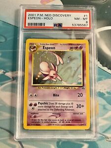 Pokemon Card PSA 8 NM-MT Espeon Neo Discovery Unlimited 2001 Holo 1/75