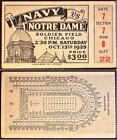 New Listing1928 US College Football Ticket, Navy vs Notre Dame, Soldier Field Chicago *d