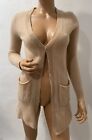 Magaschoni Cashmere Sweater  M Womens Open Front Cardigan Long Sleeve Beige