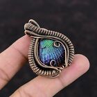 Gift For Women Jewelry Wire Wrapped Pendant Copper Titanium Coated Shell 1.97