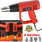 Heat Gun Thermostat Hot Air Gun with 4 Nozzles for Car Crafts Shrink Wrapping US