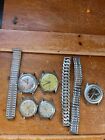 Vintage Lot of Timex Enicar Silvertone Men’s Watch Faces & Stretch Bands for Rep