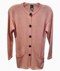 Helen HSU Sweater Womens Small Pink ￼Cardigan Knit Pockets Button Up Vintage