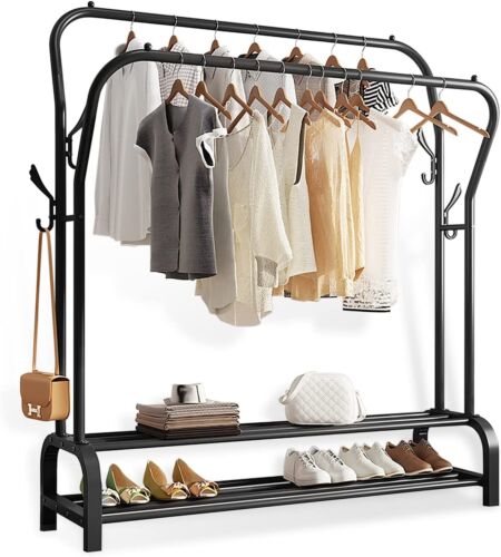 Heavy Duty Clothing Garment Rack Clothes Organizer Double Rails Hanging Stand US