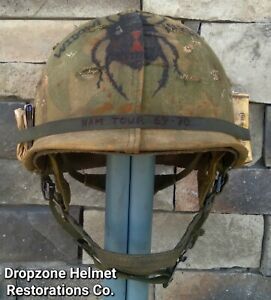 Vietnam M-1C Airborne Helmet Paratrooper Liner Mitchell Cover WIDOW MAKER.