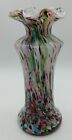 Vase Splatter Confetti Ruffle Art GLASS 1920's 8.5