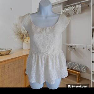 Hollister Babydoll Ruched Ivory  Top - M