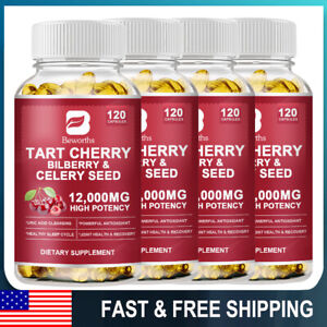 Tart Cherry Extract 120 Veggie Capsules 12000mg Strength 10:1 Extract Uric Acid