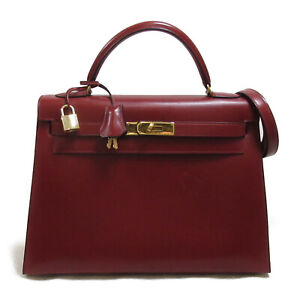 HERMES Kelly 32 Outside Stitched 2way Hand shoulder bag X Box calf Rouge H GHW