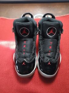 Nike Boys Air Jordan 6 Rings 323432-064 Black Basketball Shoes Size 1Y No String