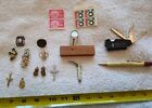 Junk drawer lot vintage; US stamps, Jewelery, Knife, Mechanical Pencil