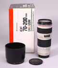CANON EF 70-200MM F/4 L USM ZOOM LENS WITH B&W FILTER, HOOD, CAPS IN THE BOX