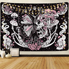 Skull Tapestry Hippie Mushroom Tapestries Aesthetic Moth Tapestry Moon and Stars