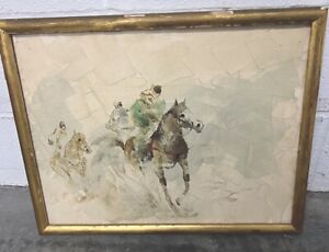 Antique Oil Painting Of Arab Warriors on Horseback With Title And Provenance