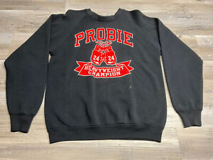 Vintage Bob Probert Heavyweight Champion Boxing Gloves Sweatshirt Rare Size L