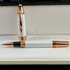 Luxury Great Writers Series White+Rose Gold Clip 0.7mm Rollerball Pen
