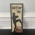 Distressed Metal Wall Decor Black & Beige Baseball Batter Up 5 in By 12 in Sign