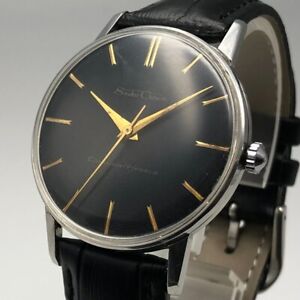 OH serviced, Vintage 1962 Seiko Crown Black Record Dial Hand-winding #1377