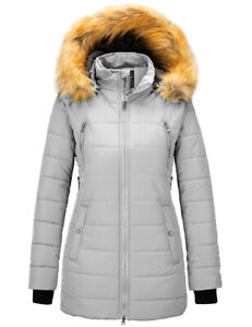 Wantdo Women's Winter Puffer Jacket Warm Coats Quilted Thick Parka with Fur Hood