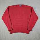 Vtg Polo Ralph Lauren Mens Cable Knit Sweater Size L Embroidered Pony Red Cotton