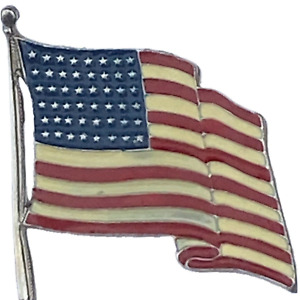Vintage Red/White/Blue Enamel Metal USA American Flag Patriotic Brooch Pin 1.5