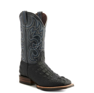 Men's Black/Grey Upper Black Horn Back Gator Print Western Cowboy Boots