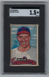 1951 Bowman baseball card #30 Bob Feller Cleveland Indians graded SGC 1.5