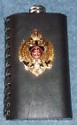 Vintage Russian Flask with Leather Cover & Medal and Lenin on Lid