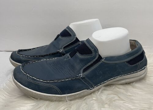 Josef Seibel Blue Leather Slip On Boat Shoes Loafers Mens Size 45 / 11.5-12