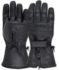 Men Motorcycle Gloves Geniune Leather Warm Winter Cold Weather Full Finger Glove