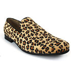 Mens Slip On Leopard Print Modern Dress Shoes Loafers Faux Animal Fabric ÃZARMAN
