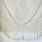 1930's Vintage French white lace handmade hand made textile ruffle curtain vala