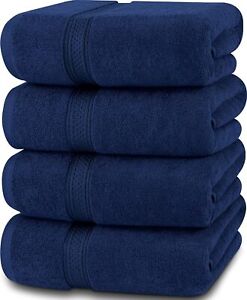 Utopia Towels 4 Pack Premium Bath Towel 4 Piece Set, Navy Blue