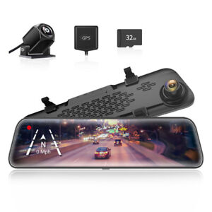 WOLFBOX G840S Front and Rear View Mirror Dash Cam 1080P 12