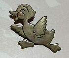 Vintage Large Sterling Silver Running Duck Vintage Brooch Pin Tested Unsigned