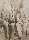 New Listing3 Men and Dog Cabinet Card Photograph Spaniel / Irish Setter? Antique 1880 Photo