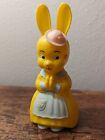 Vintage Knickerbocker Hard Plastic Easter Praying Bunny Rabbit Rattle Blue Apron
