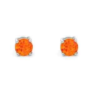 .50 ct. Orange Fire Opal Stud Earrings in Solid Sterling Silver- AAA+++ Quality!