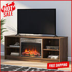 Fireplace Large TV Stand Entertainment Units W/ 2 Adjustable Shelf Walnut New