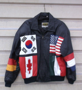 Vintage Phase 2 World Flags Bomber Jacket Coat XL
