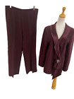 Obsessions Couture Women 2pc Plum Pant Suit w rhinestone pin Size 14 top 12 pant