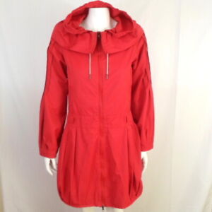 Cop Copine ANASTASIA Red Hooded Rain Trench Coat Windbreaker Womens 38 M