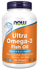 NOW Foods Ultra Omega-3 180 Softgels 500 EPA 250 DHA Fish Oil 10/2026EXP