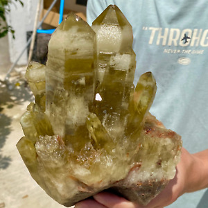 5.68LB Natural tea yellow crystal cluster mineral specimen